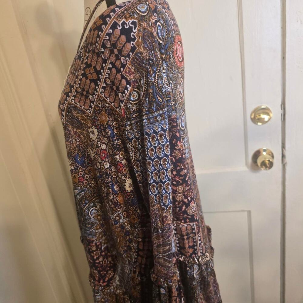 Artesia Boho Lace Panel Top XL – Bell Sleeve Statement Blouse - Picture 3 of 7